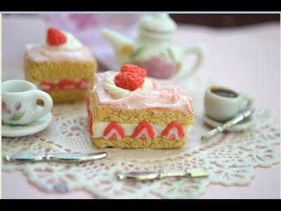 Miniature Strawberry Shortcake Polymer Clay Tutorial | Pastel de Fresa de Arcilla polimérica