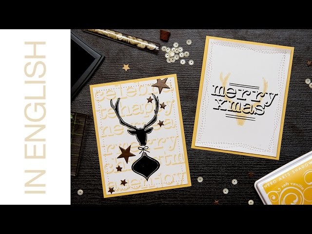 Modern White + Black + Yellow Holiday Cards with Altenew