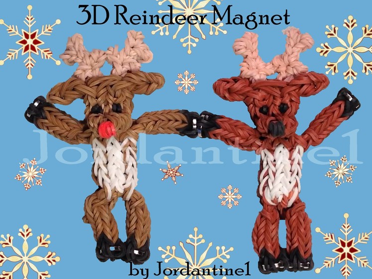 New 3D Reindeer Deer Magnet Figure. Charm - Christmas Rudolph - Monster Tail or Rainbow Loom