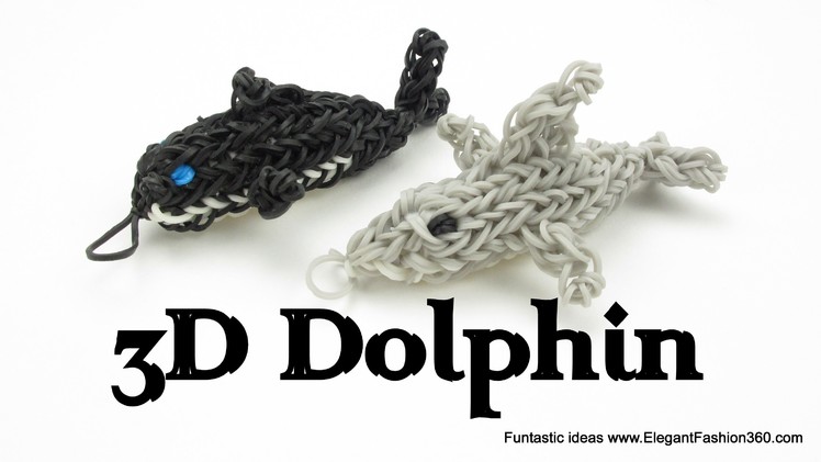 Rainbow Loom 3D Dolphin Charm.Figure - How to - Animal Series