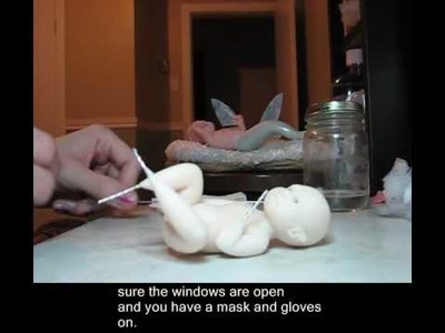 Sanding a polymer clay fairy baby by gardensofutopia