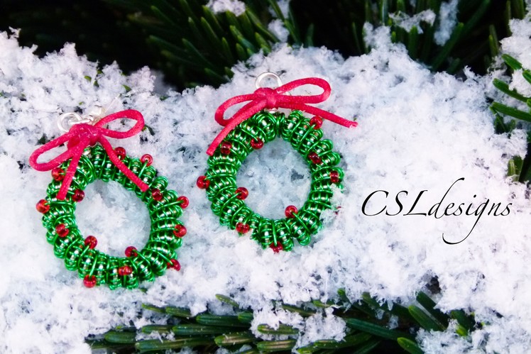 Wirework christmas wreath earrings | Christmas