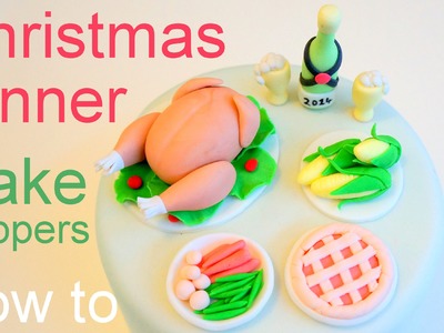 Christmas Dinner Cake - How to Make Miniature Turkey Dinner Cupcake Toppers by Pink Cake Princess