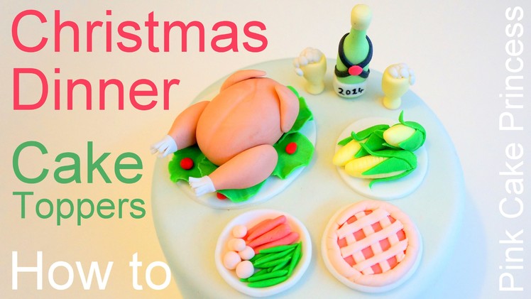 Christmas Dinner Cake - How to Make Miniature Turkey Dinner Cupcake Toppers by Pink Cake Princess