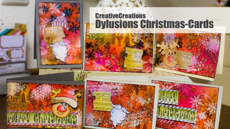 【HowTo】 Christmas Cards with Dylusions Products by Dyan Reaveley