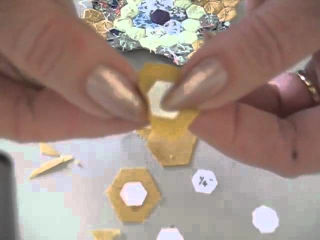 How to sew miniature hexagon patchwork (1.4") demonstration. Part 1.