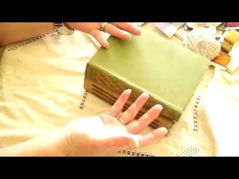 Junk Journal made using an old Book Cover. "Extra Binding Ideas*