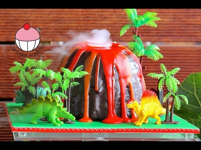 Make a Smoking Volcano Cake - Dinosaur. Hawaiian Party - A Cupcake Addiction How To Tutorial