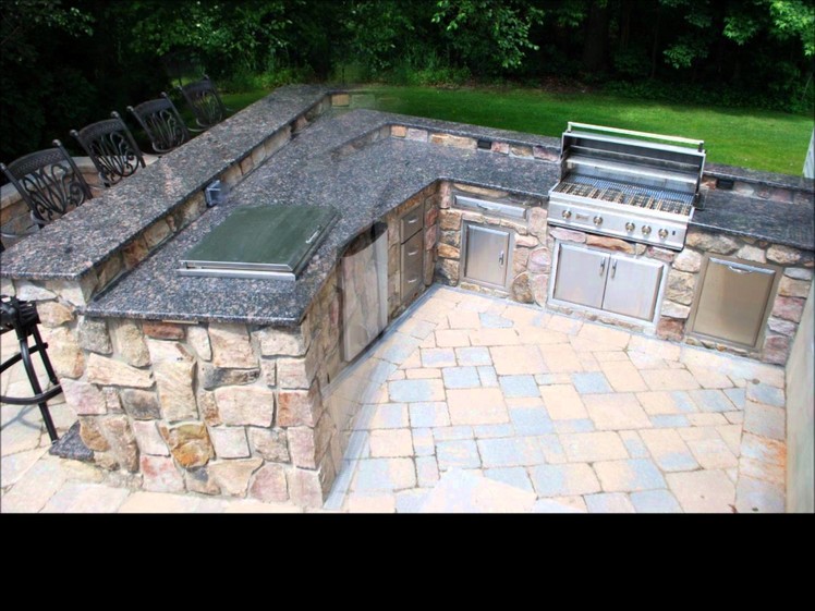 Outdoor Kitchen Barbeque Project featuring Natural Thin Stone Veneer