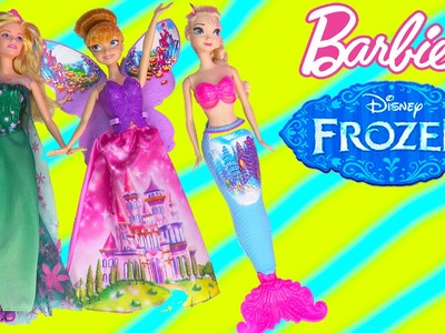 Queen Elsa Barbie Fairytale Dress Up Doll Playset Mermaid Fairy Princess Anna Frozen Fever Unboxing