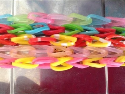 Rainbow Loom- How to make Single chain bracelet design by hand easy.beginner 2 ways