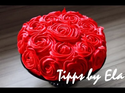 Rose Cake Tutorial whipped cream  - How to make a rose swirl cake no Fondant