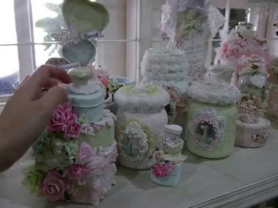 Altered  Tilda.Shabby Chic Jars with (Sand texture Paste)