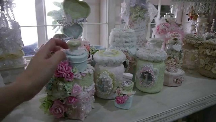 Altered  Tilda.Shabby Chic Jars with (Sand texture Paste)