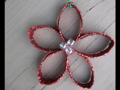 Christmas Flower Ornament out of Toilet Paper Roll