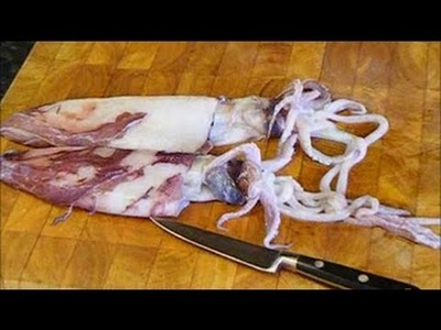 How To Clean And Prepare A SQUID, And Cook It In Real Time.CALAMARI.
