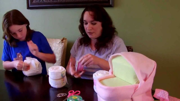 How to make a Diaper Cake - Medium Bassinet with wheels for baby shower