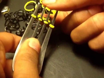 How to make a hexafish rainbow loom bracelet on a fork