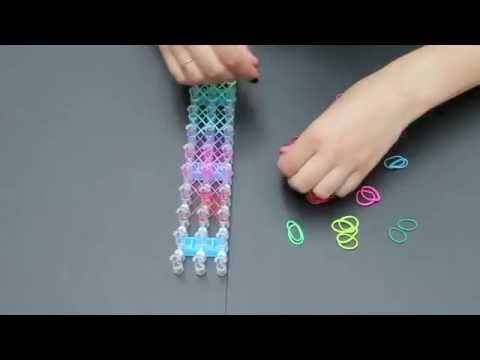 How to make a Rainbow Coloured Double Cross Rubber.Loom Band Bracelet!