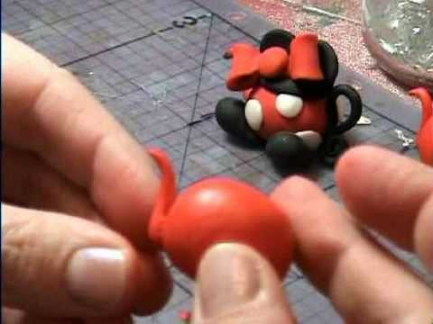 Mickey & Minnie Mouse Polymer Clay Teapots (Miniature)