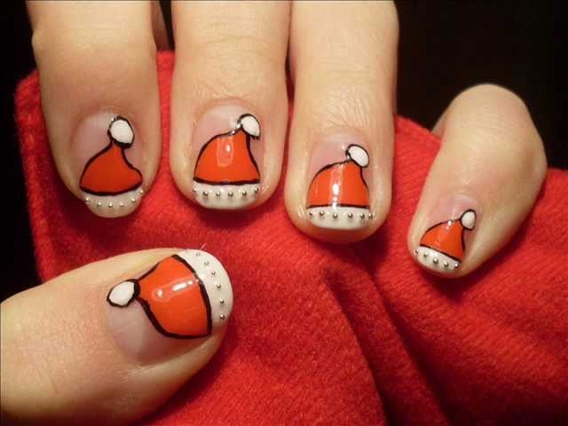NEW YEAR HOLIDAYS: Santa's hat nail art desing