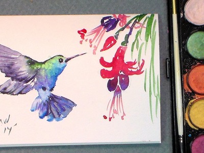 Paint a quick hummingbird in watercolors {quick & easy!}