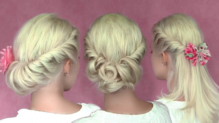 Romantic updo hairstyles for New Year's eve for medium long hair tutorial