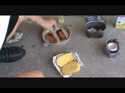 Survival Cooking(Spam and corn bread sandwich)