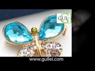 Swarovski Crystals Flower, Butterfly Brooch Pins