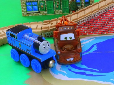 Thomas The Tank Engine Best Friends with Disney Cars Mater Tractor Tipping Play Doh Rocks off Bridge