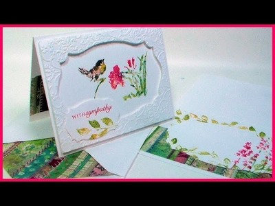 Asian Bird and Flower Card stamped with Watercolor Paints