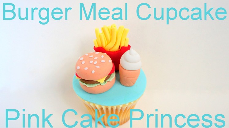 Hamburger Meal Cupcake - How to Make Miniature Hamburger, Fries & Soft Serve Ice Cream Cupcake