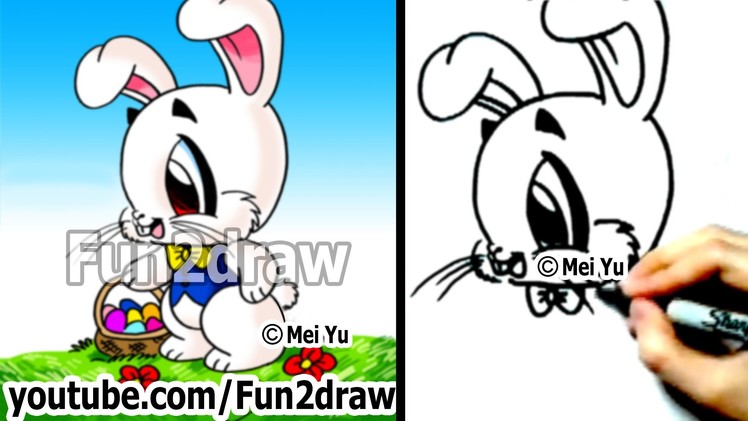 How to Draw a Bunny, Easter Bunny - Drawing Lessons - Learn to Draw - Fun2draw