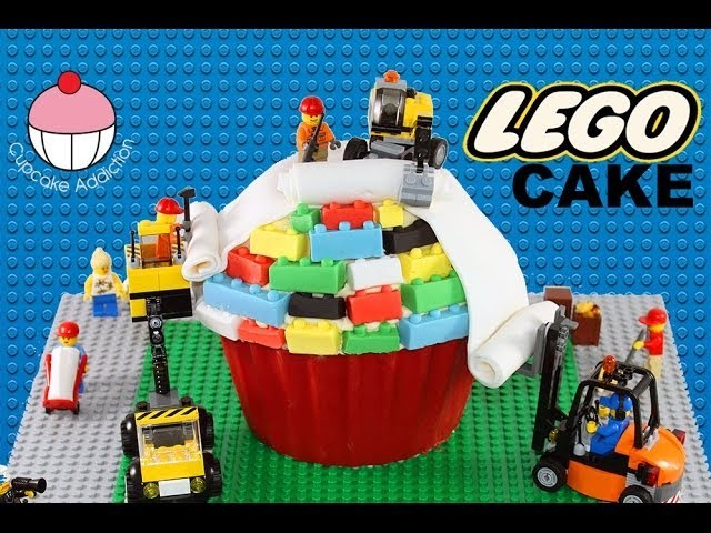 LEGO CAKE! How to Make A Lego Construction Cake - A Cupcake Addiction Tutorial
