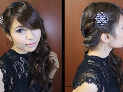 Looped Side Swept Prom Hairstyle for Medium Long Hair Tutorial