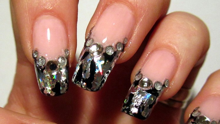 Pink, Black and Silver Foil Design for New Year 2012 Nail Art Tutorial