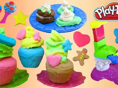 Play Doh Ice Cream, Cookies, Cupcakes, Desserts SUPER video Part 2 with 6 Playsets!