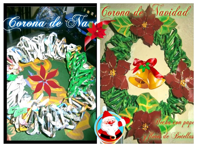 Corona Navideña (de papel periódico) How to make a newspaper wreath.