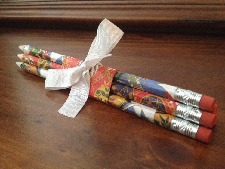 DIY Japanese Paper Wrapped Pencil Gift Set
