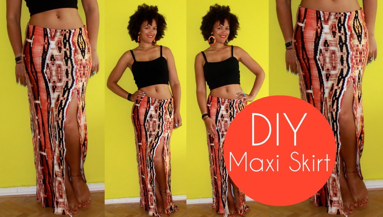 DIY Maxi Skirt with a Slit Side, Sewing For Beginners