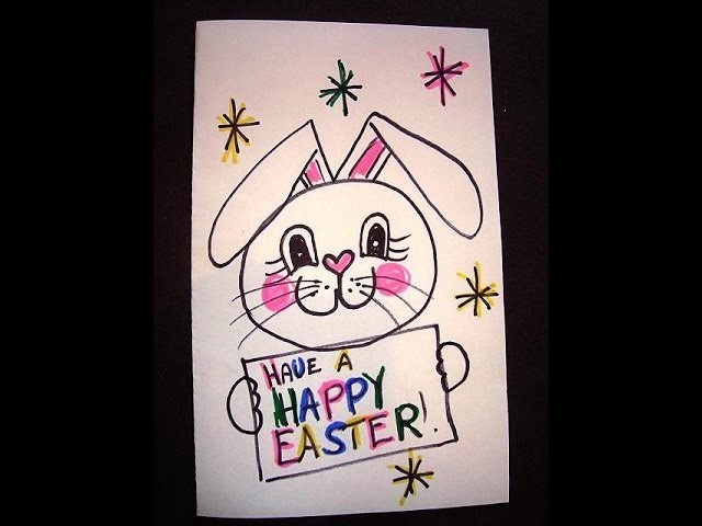 Drawing-HAVE A HAPPY EASTER - BUNNY drawing for kids -simple kids crafts, easy drawing lesson