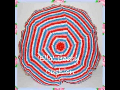 Ella Beach Style DK Yarn Striped Hexagon Spiral Cushion Cover by Knit Designer Adel Kay