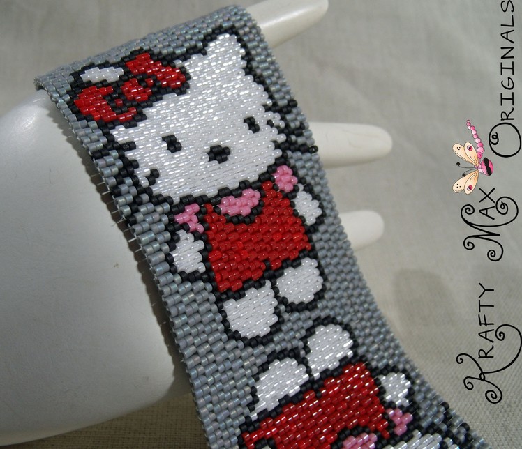 Hello Kitty Seeing Double Handmade Beadwoven Bracelet