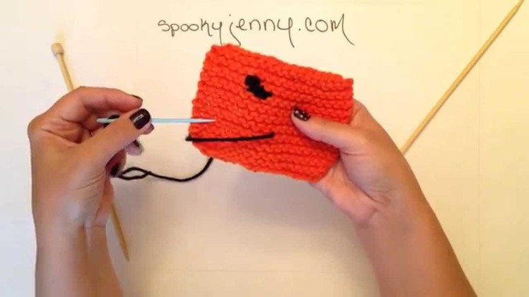 How to Knit a Halloween Scarf for Beginners: Add bat to the end - Part 5 of 5