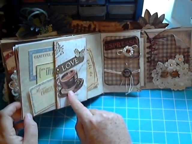 Lovely Coffee Themed Paper Bag Mini Album by Scrapbookgiggles, Sallie
