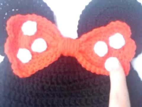 Minnie mouse bow cap hat crochet shell stitch bow