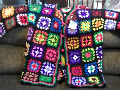 Ponchos.granny crochet jacket. Mom has talent
