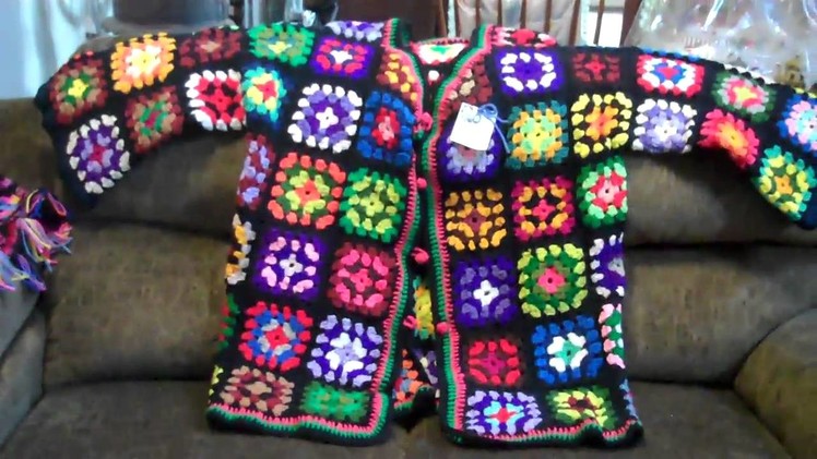 Ponchos.granny crochet jacket. Mom has talent