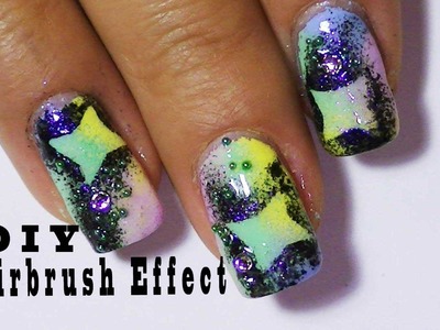 Airbrush Effect Nail Design Using  Nail Polish,Colorful Fun BACKGROUND