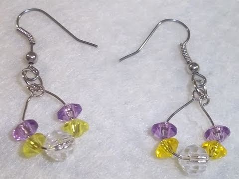 How to make a simple purple and yellow mini hoop earrings - EP